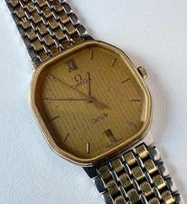 OMEGA De Ville Cal 1447 Quartz Watch Vintage Mens Gold Dial 7 Jewels 195.0028