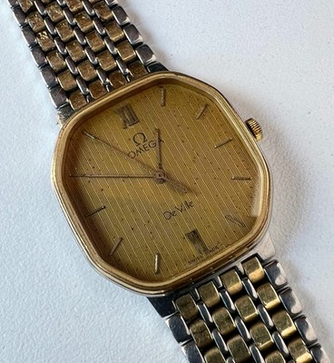 OMEGA De Ville Cal 1447 Quartz Watch Vintage Mens Gold Dial 7 Jewels 195.0028