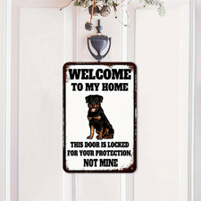 Welcome to My Home Rottweiler Warning Tin Metal Signs Home D cor 8x12