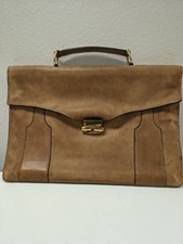 Vintage Lamprom Italian Leather locking Briefcase. Soft sided, many pockets.