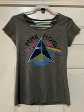 Womens Small Gray T-Shirt Pink Floyd The Dark Side Of The Moon Round Cap Neck