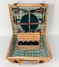 Wicker Picnic Basket Large Set for 4 People Includes all Utensils Plates, Cups..