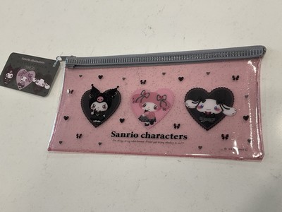 SAN RIO Characters Pink Sparkly Zipper Pouch. Size: 8  x 4.25 . NEW.