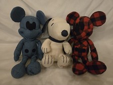 Disney x American Eagle AE Mickey Mouse Snoopy Plush Lot Denim Plaid 3 Pc