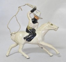 1930's Manoil Barclay : Masked Cowboy Mounted White Horse w/Lasso lead figure