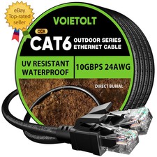 Cat 6 Outdoor Ethernet Cable 125 Ft, 24AWG 10Gbps Cat6 Cable Cord Waterproof Dir