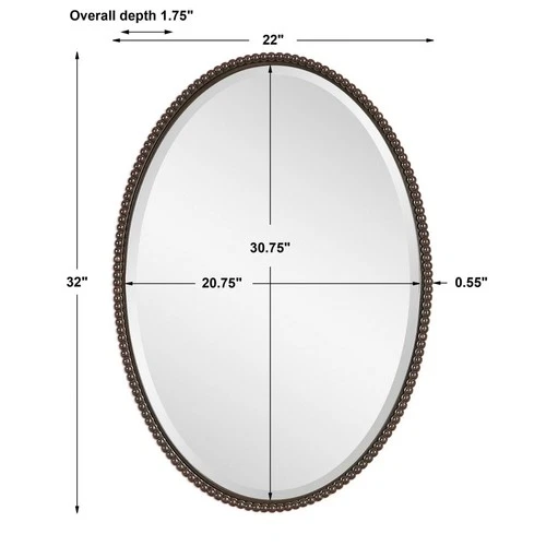Sherise  - 32 inch Oval Mirror - 22 inches wide by 1.75 inches deep Mirrors - Picture 6 of 12