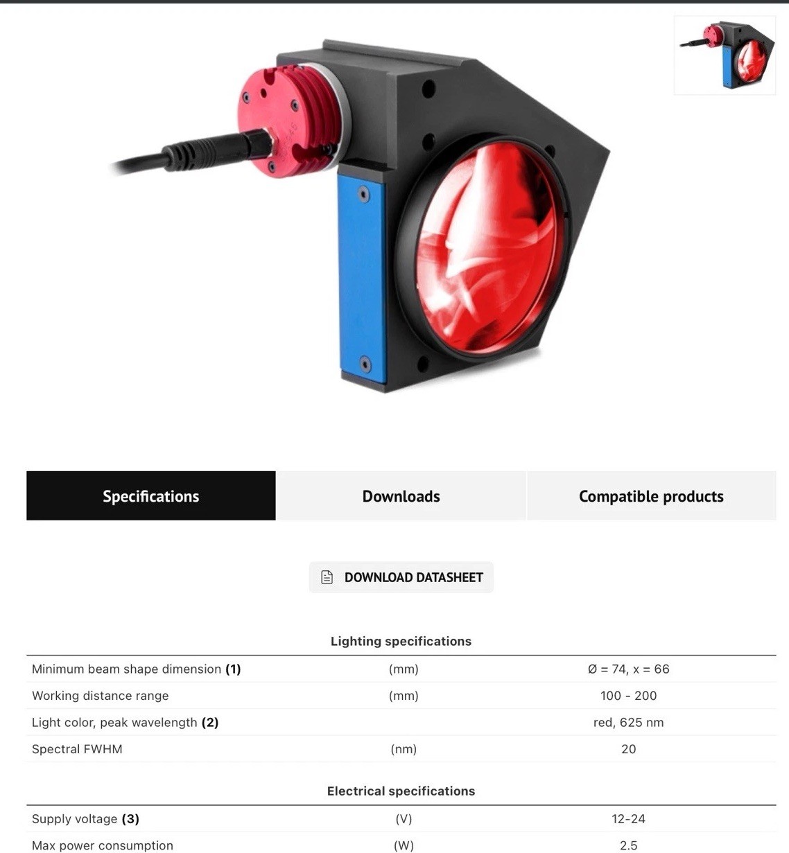 Opto Engineering  LTCLCR056-R  Telecentric Illuminator Beam Red LED