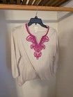 ESTATE #5RF - Womens Clothes - Chicos Shirt Womens Size 1 Pink White