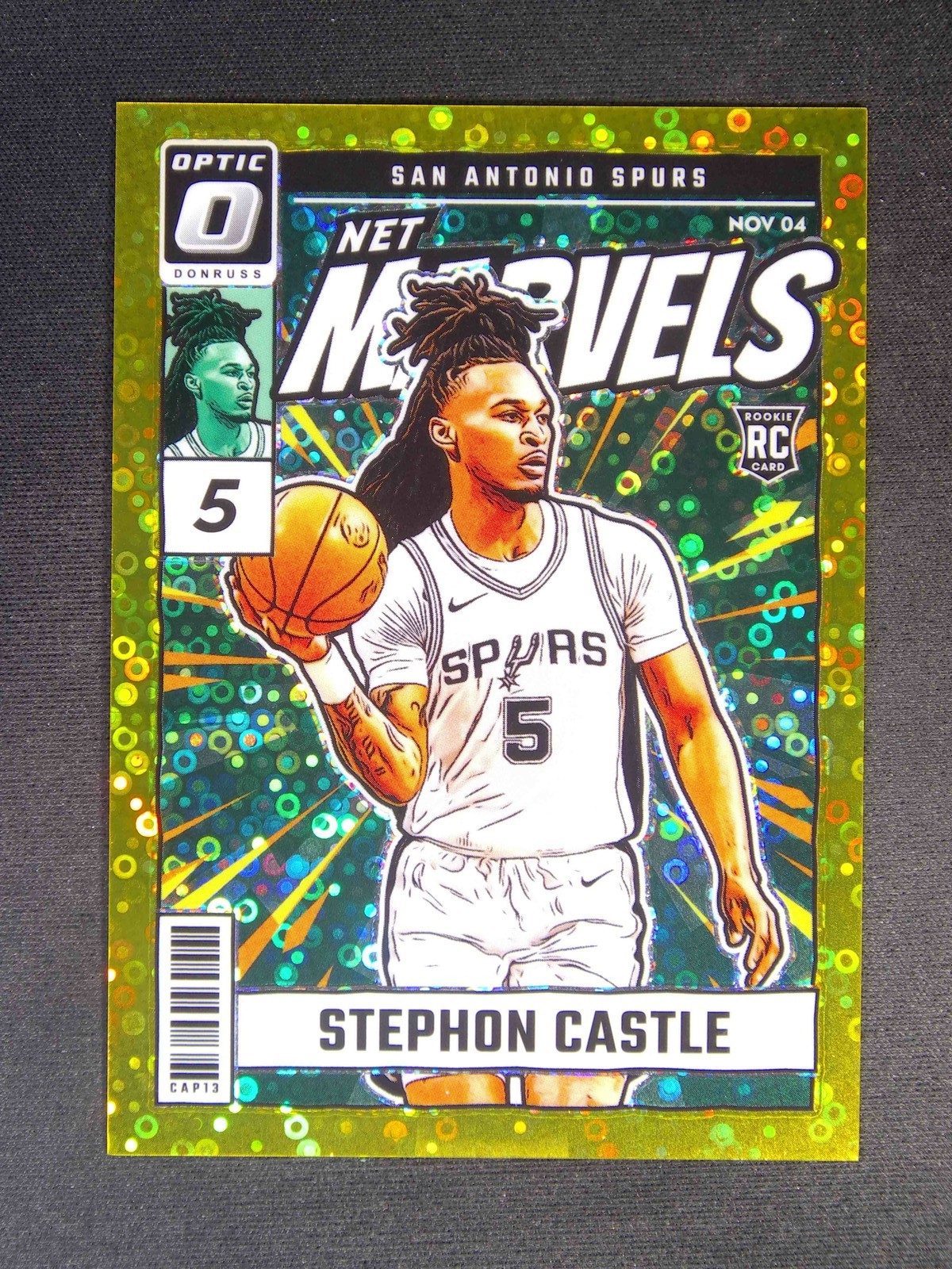 10/10 ≈1/1 2024-25 Panini Donruss Optic Stephon Castle RC Net Marvels Gold Disco