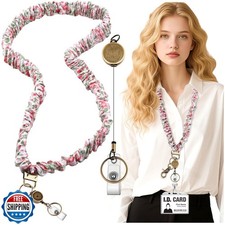 Scrunchie Lanyard Teacher for Id Badges Keys with Retractable Bad