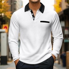 Men's Long Sleeve Slim Fit Polo Shirts Summer Shirts Casual Golf Shirt