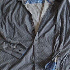 Society of Threads Slim Fit Polka Dot Gray XXL Long Sleeve Button-Up Shirt