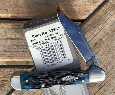 Case XX 2016 Mini Copperlock Mediterranean Blue Peach Seed Diamond Shield Nice!