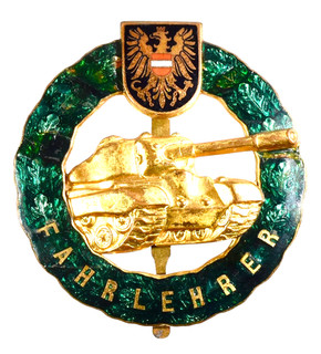 Vintage Old Austria Austrian Army Tank Driving School Enamel Uniform Badge