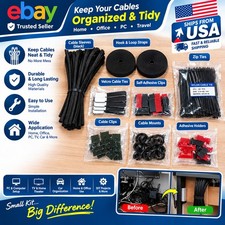 173 pcs. Cable Management Kit Wire/Cord Organizer Zip Ties Clips PC Computer