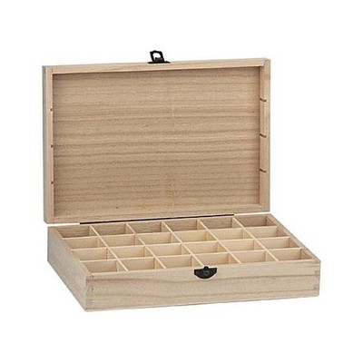 Rechteckige Box aus blankem Holz 27 x 18 cm - 24 Fächer #8183