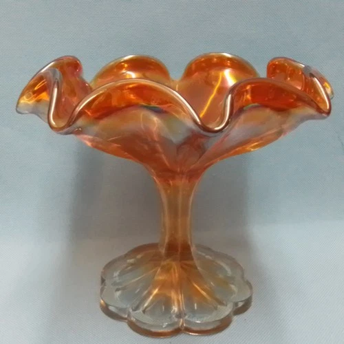 Vintage Marigold Carnival Pedestal  Candy Dish