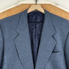 VTG Blazer Mens 42R Navy Blue Checkered Hopsa...
