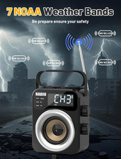 Portable AM/FM/WB Radio Bluetooth Weather Alert USB TF LCD Emergency Radio