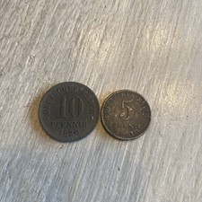 Germany 1920 10 Pfennig, 1921 5 Pfennig- 2 Coins