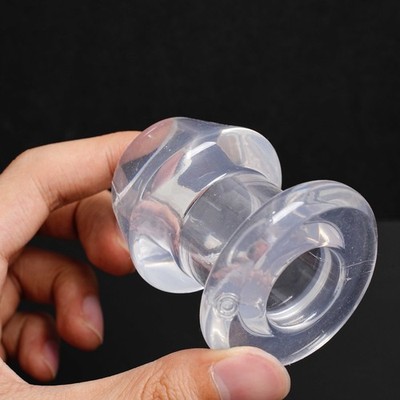S/L Clear Anal Spreader Hollow Butt Plug Flared Dildo Deep Access