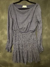 Urban Outfitters Women's Blue and White polka Dot Mini Dress Size MEDIUM