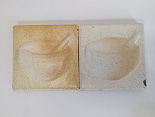 Vintage 1970s Kitchen Relief Tiles Pair Morta...