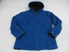 Polar King By Key Jacket Womens Small Blue Canvas Insulated Zip Hooded Heavy