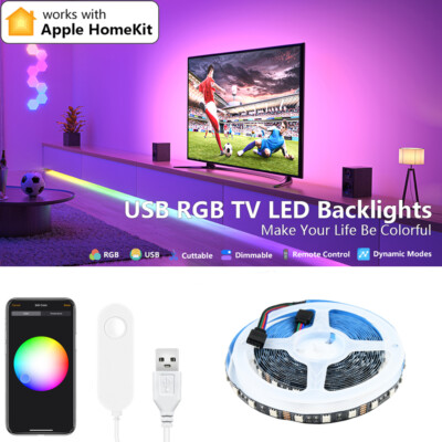 Homekit WiFi 5V USB LED Strip TV Back Light 5050 RGB Colour Changing APP Siri