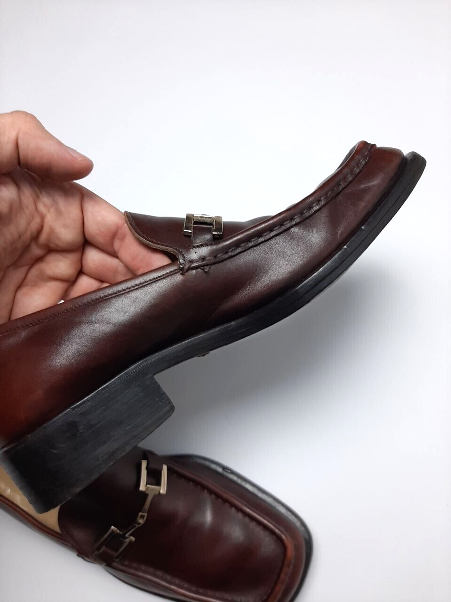 Vintage 80s Mens Gucci Leather Brown Square Loafers Size 42  display picture 2