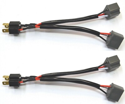 Splitter Wire Ceramic S 9003 HB2 H4 Two Harness Head Light Socket Plug Dual Beam