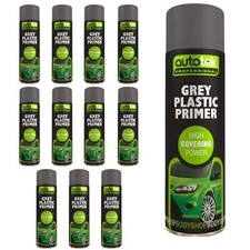 AutoTek Grey Plastic Primer Multi-Purpose Aerosol Spray Paint 500ml x12