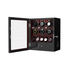 LED Light Automatic Watch Winder 6 Watches with 5 Extra Watches Storage Box Red
