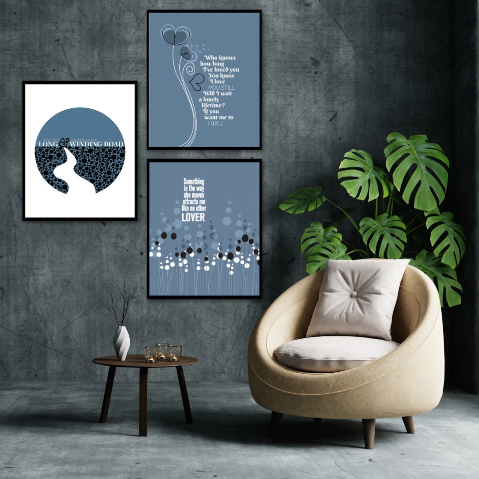 I Will - Canción de amor de los Beatles música inspirada en letras lienzo impresión póster arte de pared Foto 3 de 4