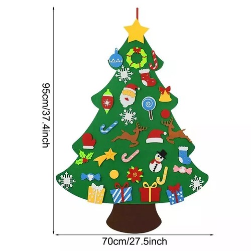 Árbol de Navidad de fieltro grande hágalo usted mismo adornos colgantes decoración de pared para niños regalo de Navidad - Imagen 2 de 3