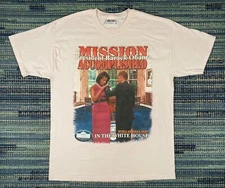 Vtg Barack Michelle Obama T-Shirt Political L Bootleg Rap Mission Accomplished