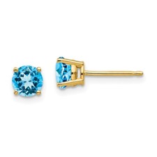 5mm 14K Yellow Gold 5mm Blue Topaz Earrings