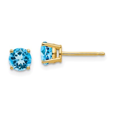 Ohrringe 5 mm 14 Karat Gelbgold 5 mm Blautopas