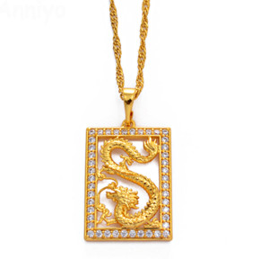 Authentic 18K Gold- Plated Dragon Pendant Necklace Cubic Zirconia Mascot