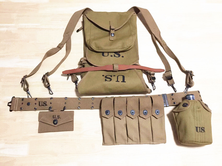 ww2 米軍　ハバーサック　第二次世界大戦　ベルト WW2 US ARMY MILITARY GEAR THOMPSON BAG BELT 1928 HAVERSACK CANTEEN