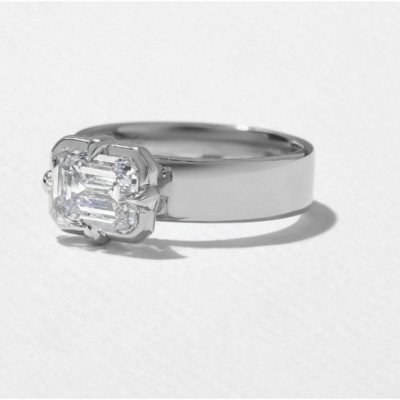 IGI Lab Grown Smaragdschliff Diamant 1,75 ct Verlobungsring 18 K Weißgold