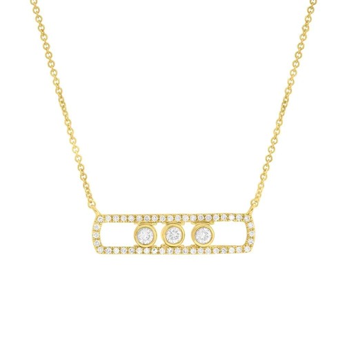 Collana con pendente in oro giallo massiccio 14 carati, con diamante di laboratorio VS E D, rivestito e autentico, rotondo. Alternativa al diamante incolore. Gioielli rotondi. - Italia