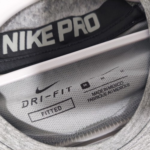 Nike Pro Boy Shirt M Gray Fitted Vented Quick Dry Athleisure Training Workout - Picture 8 of 13