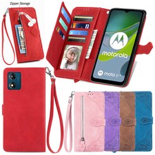 For Motorola Edge 60 Pro Moto G86 G15 Zip Stand Wallet Leather Phone Case Cover