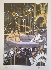 Milo Manara Fellini stampa litografia La città delle donne