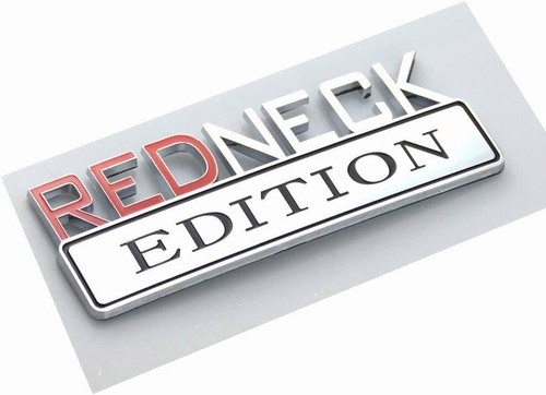 2pcs REDNECK EDITION CAR EMBLEM Badge 3D Decal Sticker for Car Truck Chrome Red - Picture 2 of 5