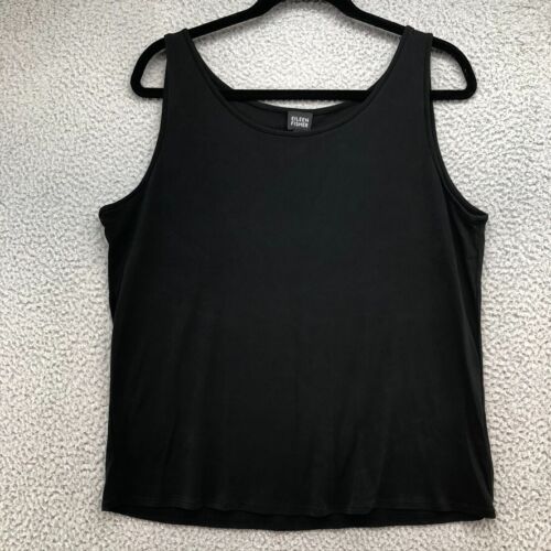 Eileen Fisher Silk Blouse Shirt Womens XL Black S… - image 1
