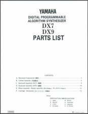 Yamaha DX-7 DX-9 Parts List and Assembly Diagrams DX 7 - DX7 - Synthesizer