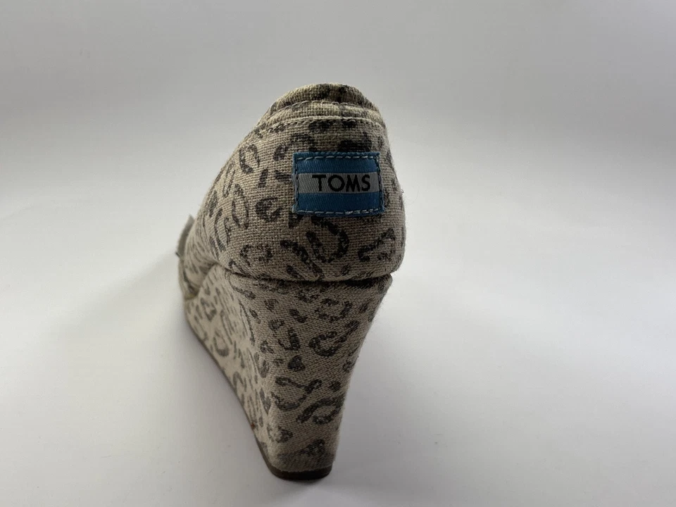 Zapatos Toms Mujer Talla 9.5 Guepardo Leopardo Estampado Animal Cuña Lona Tacones Verano Foto 4 de 4